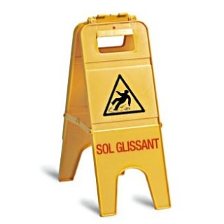 Panneau 2 parties attention sol glissant""