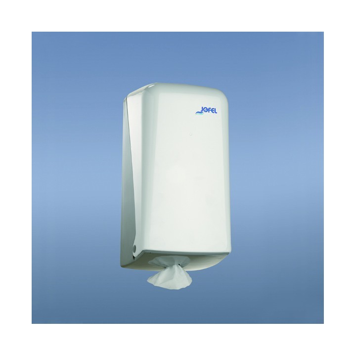 Distributeur papier dévidage central 200 form. ABS blanc