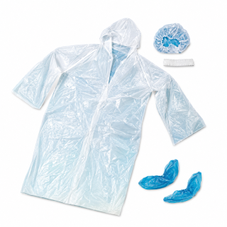 Kit visiteur ( blouse, charlotte, masque et surchaussures ) Carton de 100 unités