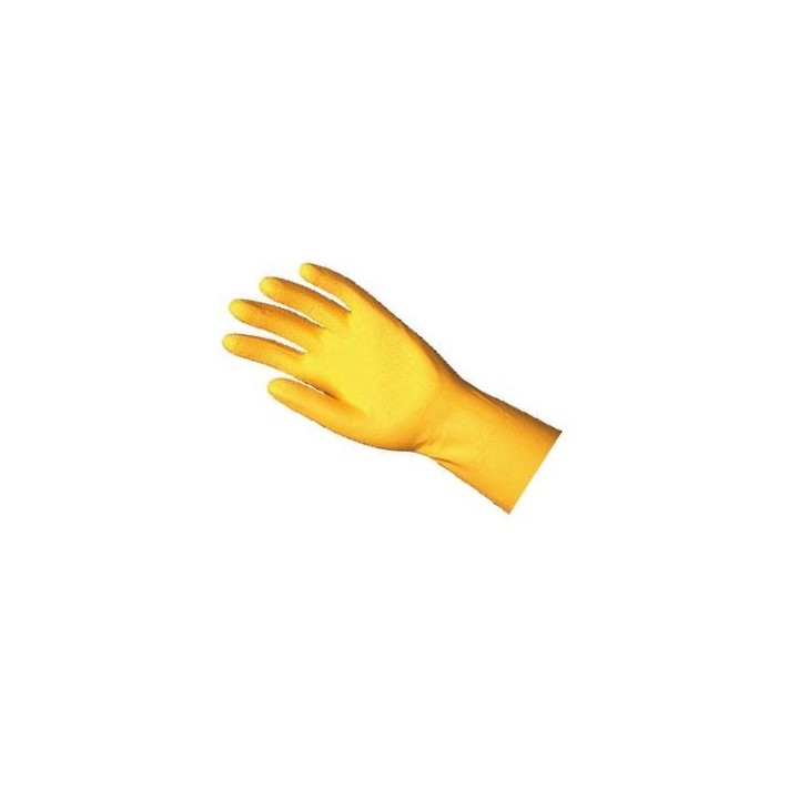 Gant de ménage JAUNE latex Taille M 7/8 - sachet de 12 paires