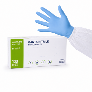 Boîte de 100 gants NITRILE bleu non poudré  Taille L - 10 x 100 unités
