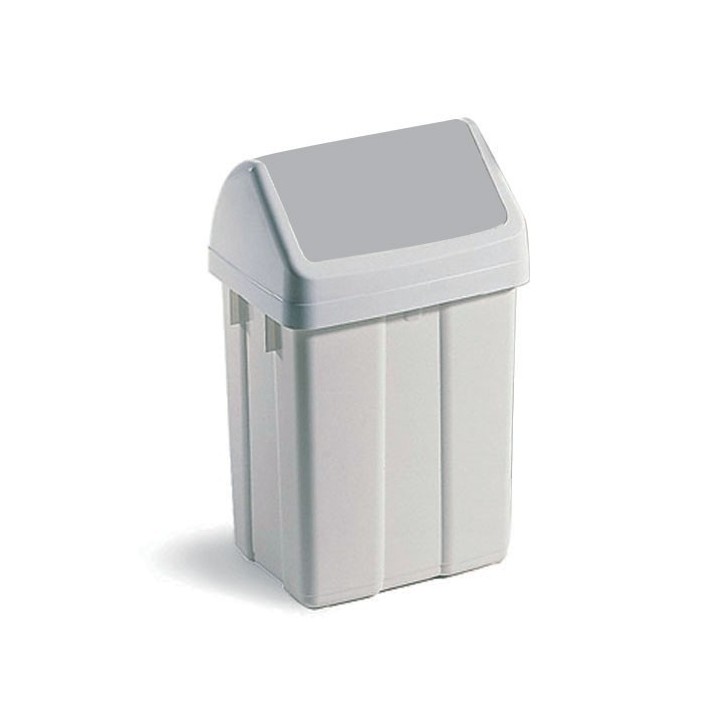 Poubelle Flip Flap 50L COUVERCLE GRIS rectangulaire polypropylène